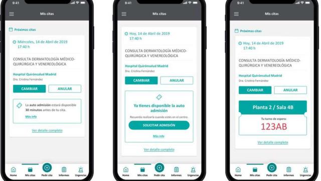 Imágenes de la aplicación MiQuirónsalud