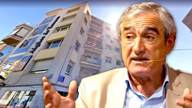 Alfredo Vega, alcalde de Terrassa, y las oficinas centrales de atención del cliente de Mina Pública, la actual gestora del agua / FOTOMONTAJE DE CG
