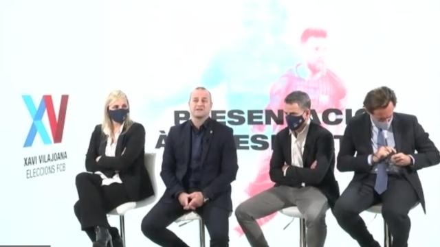 Los hermanos Vilajoana, Rebled y Pascual presentando el área deportiva / 'Futur amb ADN Barça'