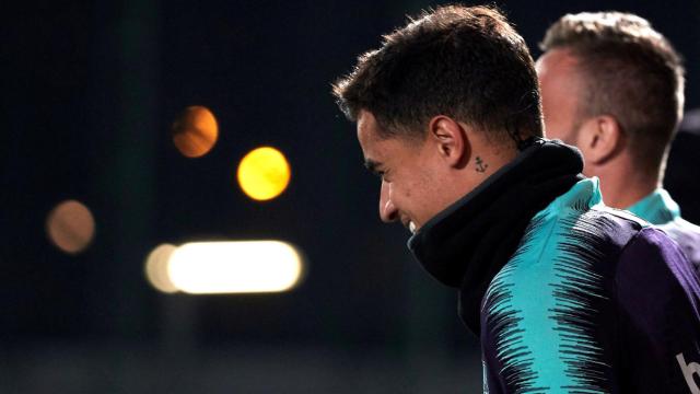 Philippe Coutinho, antes de un entrenamiento del Barça / EFE