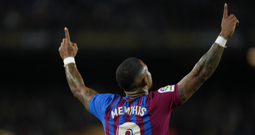 Memphis Depay, celebrando el gol marcado contra el Mallorca / EFE