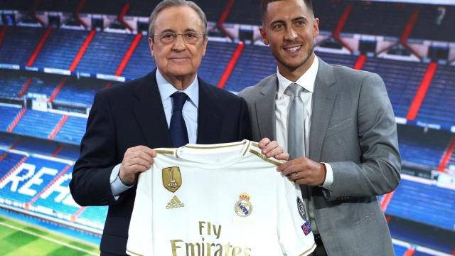 Florentino Pérez en la presentación de Eden Hazard / EFE