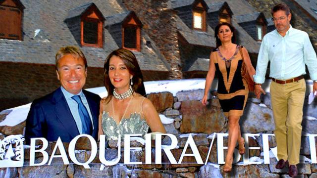 Rafael Català con su mujer en Baqueira con Manel Torreblanca y su mujer Liliana Godia / FOTOMONTAJE DE CG