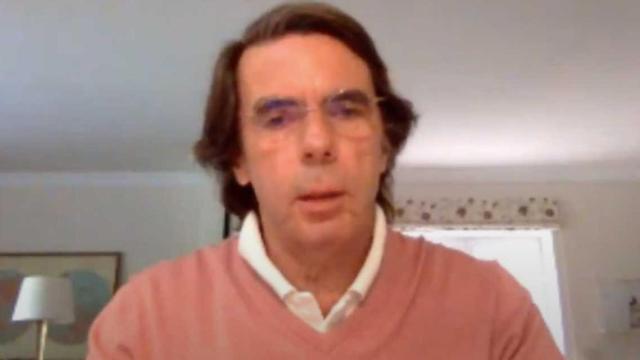 José María Aznar, presidente de Faes, en su intervención de apoyo a Díaz Ayuso en el encuentro del Instituto Atlántico