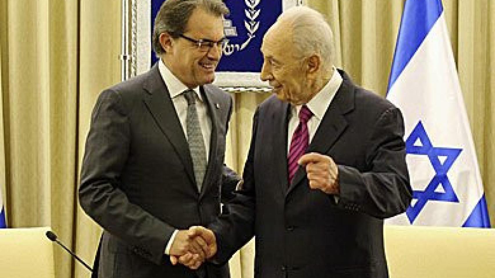 El presidente de la Generalidad, Artur Mas, y el de Israel, Simon Peres