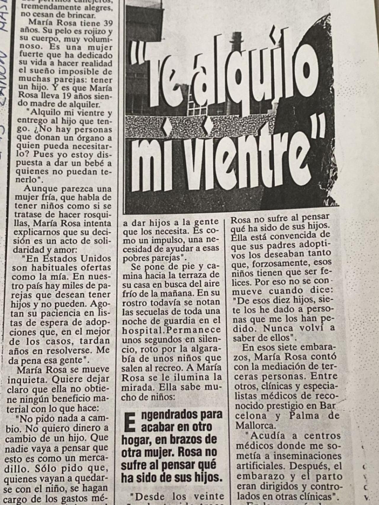 Rosa María Santos concede una entrevista explicando que ha dado a luz a diez bebés para luego entregarlos