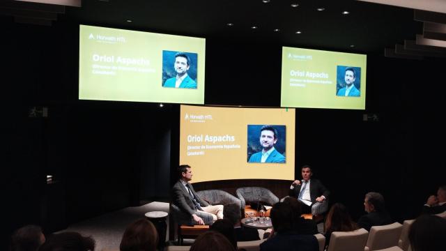 Oriol Aspachs, de Caixabank, interviene en el evento Barcelona Is Back / CG