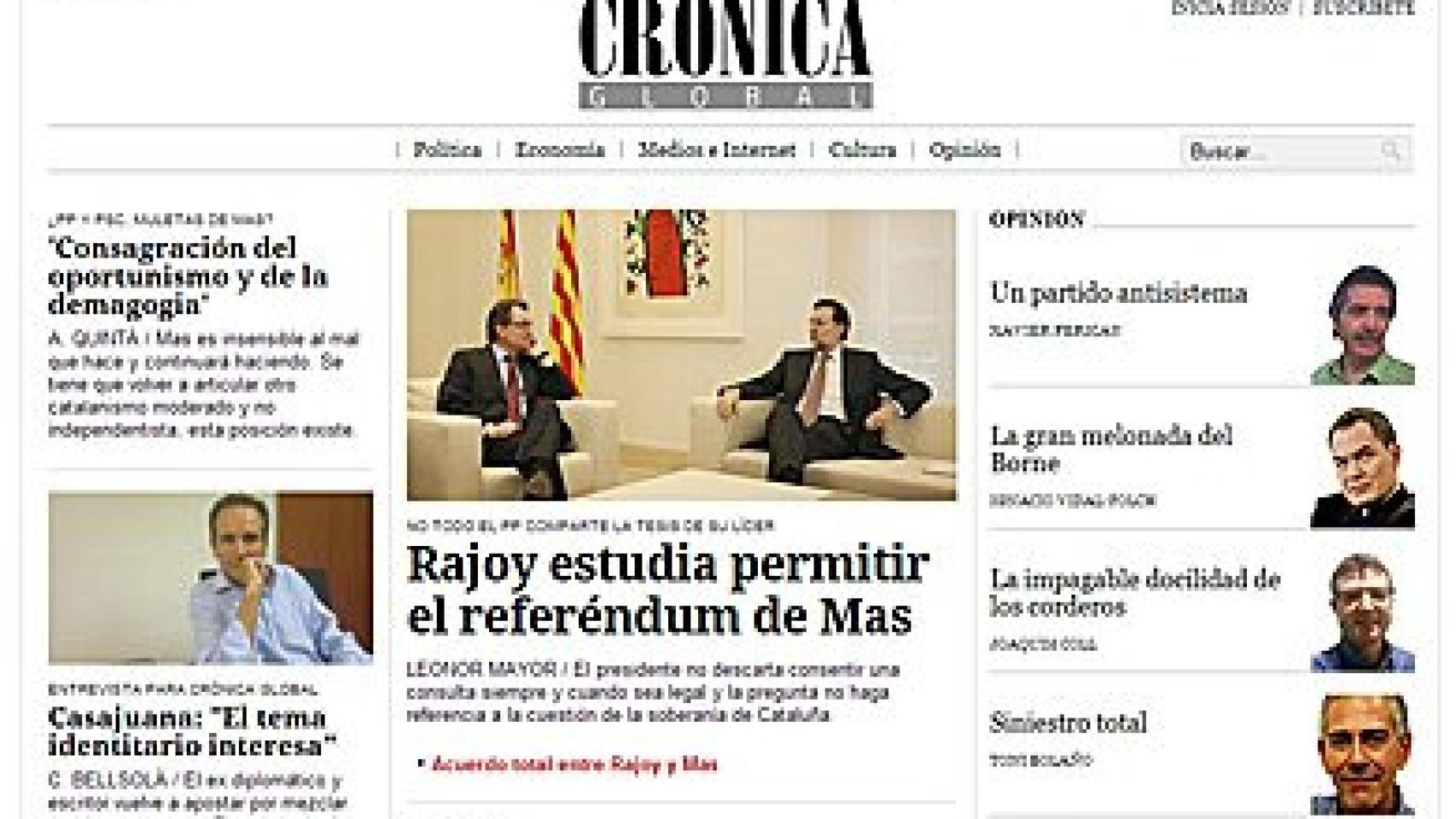 Primera edición de CRÓNICA GLOBAL, el día de su puesta de largo en internet