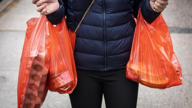 Una persona calga bolsas de plástico / EUROPA PRESS