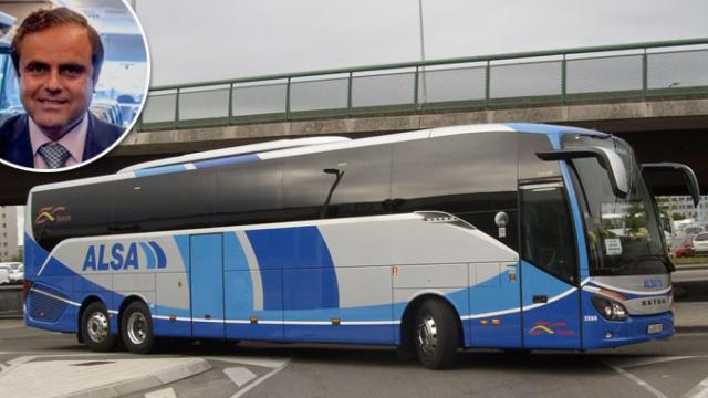 Valeriano Díaz, director de la unidad zonal mediterránea de ALSA y un autobús de la compañía / FOTOMONTAJE DE CG