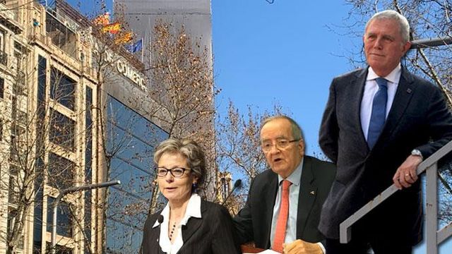 Enric Crous (d), candidato a liderar la Cámara de Comercio de Barcelona, junto al presidente de Pimec, Josep González (c), y Anna Mercadé (i) / CG