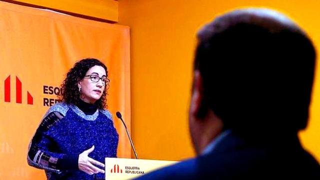 Marta Rovira y Oriol Junqueras durante una rueda de prensa / CG