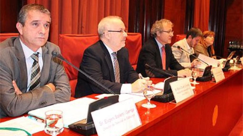 Eugeni Sallent, director de TV3, y Brauli Duart, presidente de la CCMA, antes de iniciar la comisión parlamentaria