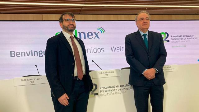 José Manuel Aisa (izq.), y Tobias Martínez, antiguos director financiero y consejero delegado, respectivamente, de Cellnex / EUROPA PRESS