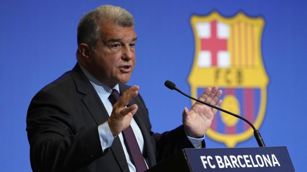 Joan Laporta, en su comparecencia ante los medios de comunicación, para informar de los pagos del Barça a Enríquez Negreira