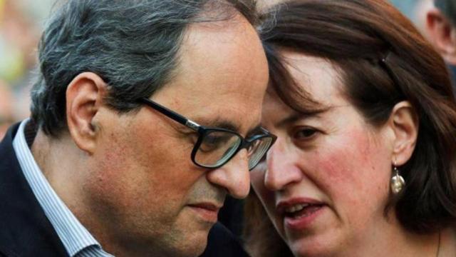 El presidente de la Generalitat, Quim Torra, junto a la presidenta de la ANC, Elisenda Paluzie