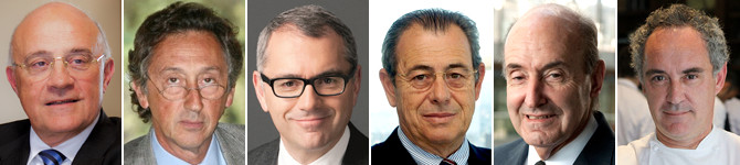 Josep Oliu, Artur Carulla, Marc Puig, Victor Grífols, Miquel Roca y Ferran Adrià / CG