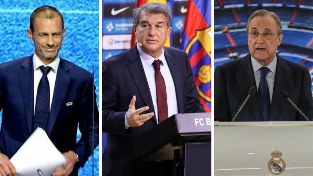 Ceferin, Laporta y Florentino en un fotomontaje / Culemanía