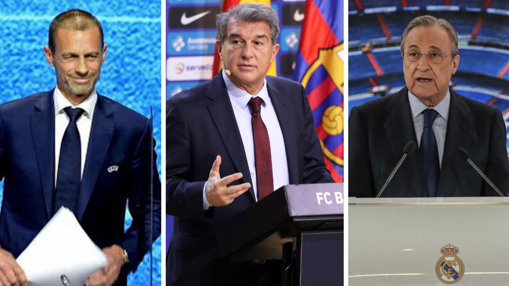 Ceferin, Laporta y Florentino en un fotomontaje / Culemanía