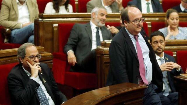 El presidente de la Generalit, Quim Torra, junto al líder del PSC, Miquel Iceta / TV3