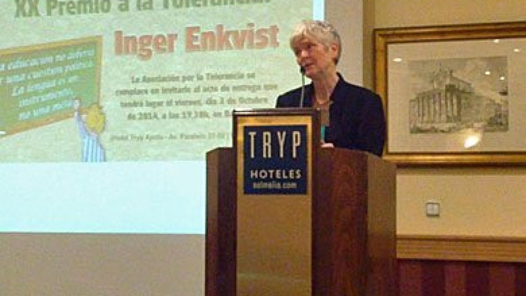 Enkvist, durante su discurso de aceptación del XX Premio a la Tolerancia