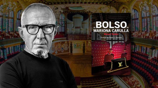 Manuel Trallero con la portada de su nuevo libro 'El bolso de Mariona Carulla' / CG