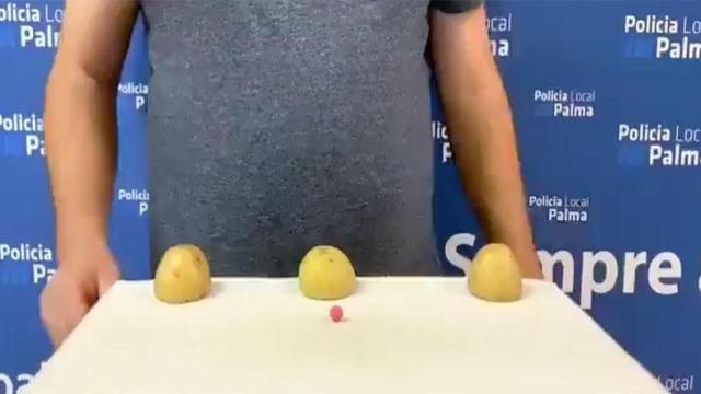 El truco de los trileros explicado por la policía local de Palma / TWITTER