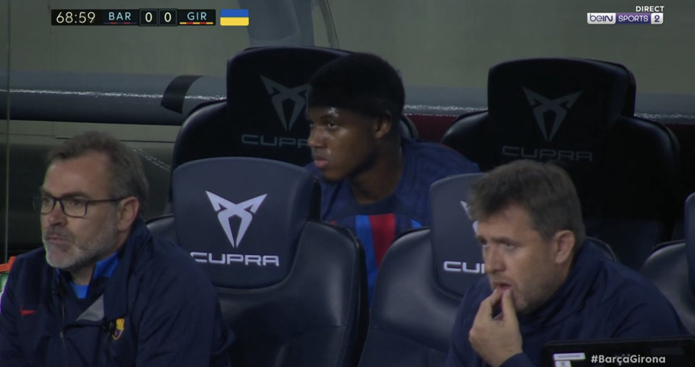 La cara de frustación de Ansu al ser sustituido por Ferran Torres / REDES