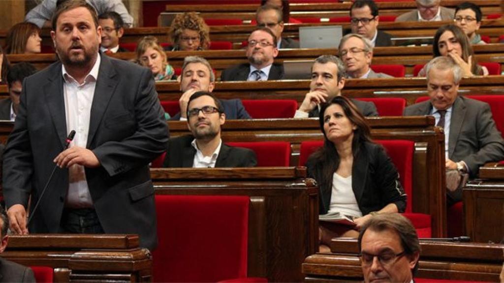 Oriol Junqueras, durante la sesión de control al Gobierno autonómico
