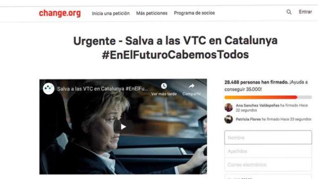 Recogida masiva de firmas en 'Change.org' para salvar las VTC en Cataluña / CHANGE.ORG