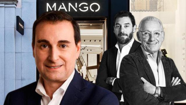 Isak y Jonathan Andic, fundador de Mango y su hijo, con el director general Toni Ruiz en primer plano / FOTOMONTAJE DE CG