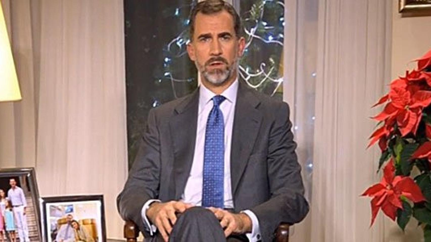 El Rey Felipe VI, durante su primer mensaje de Navidad