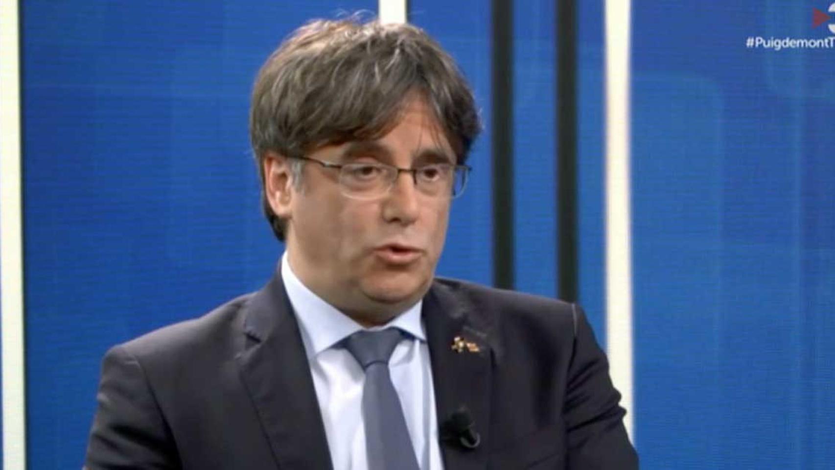 El expresidente Carles Puigdemont, en la entrevista en TV3 / TV3
