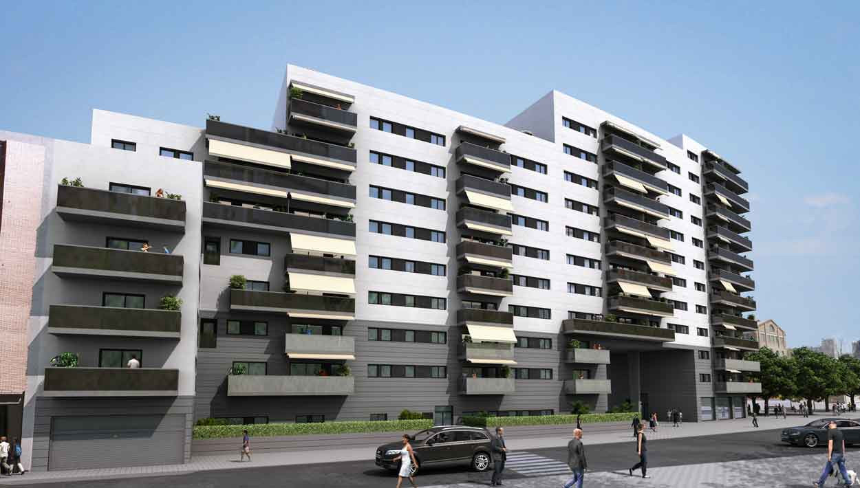 Uno de los bloques de viviendas de Can Batlló