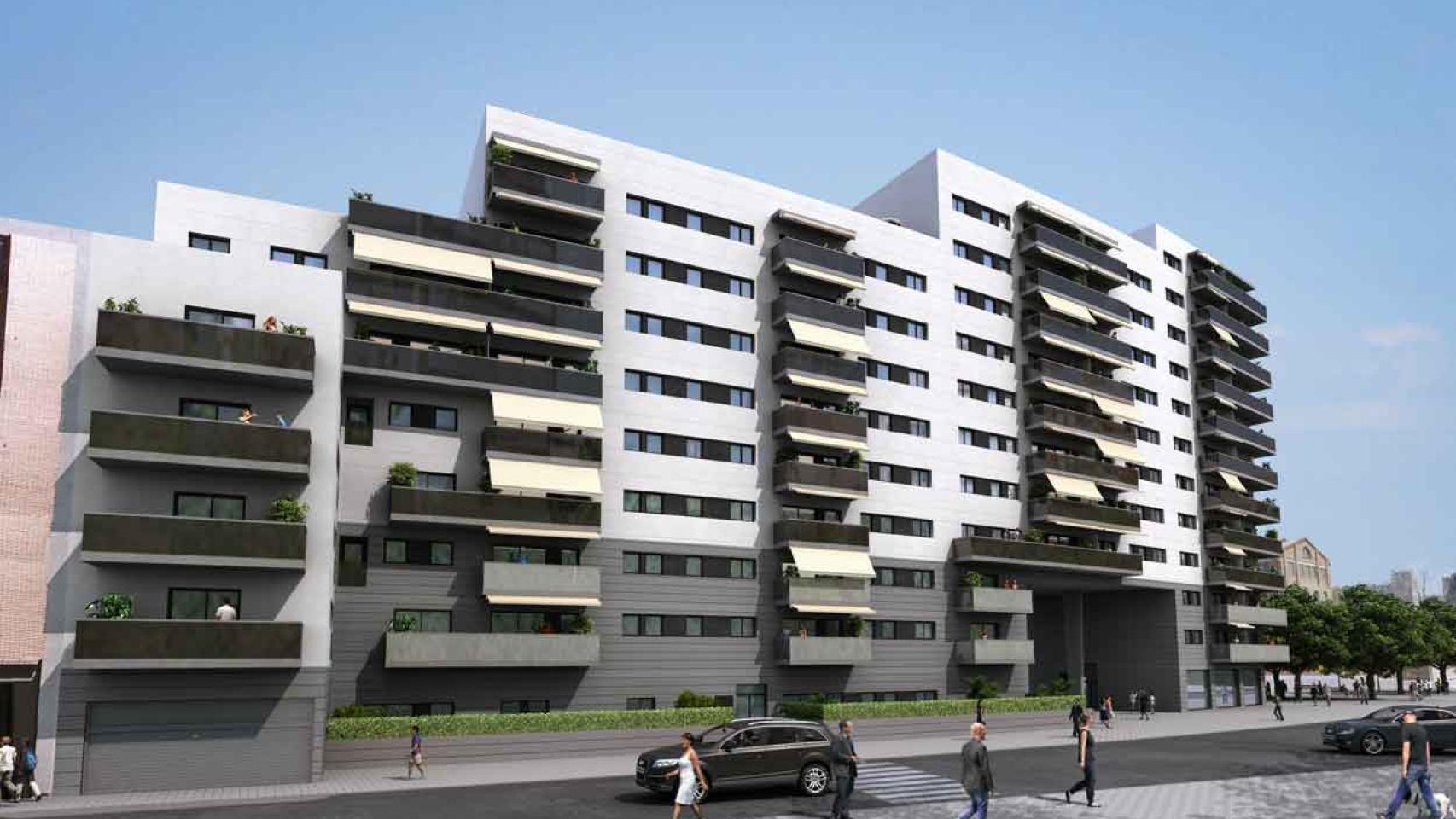 Uno de los bloques de viviendas de Can Batlló