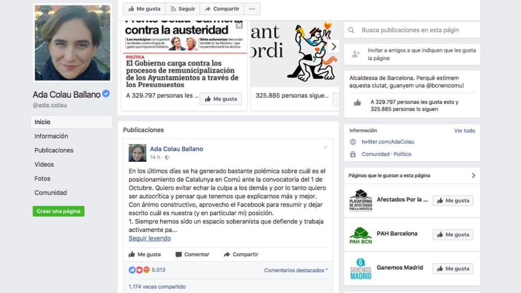 Facebook de Ada Colau