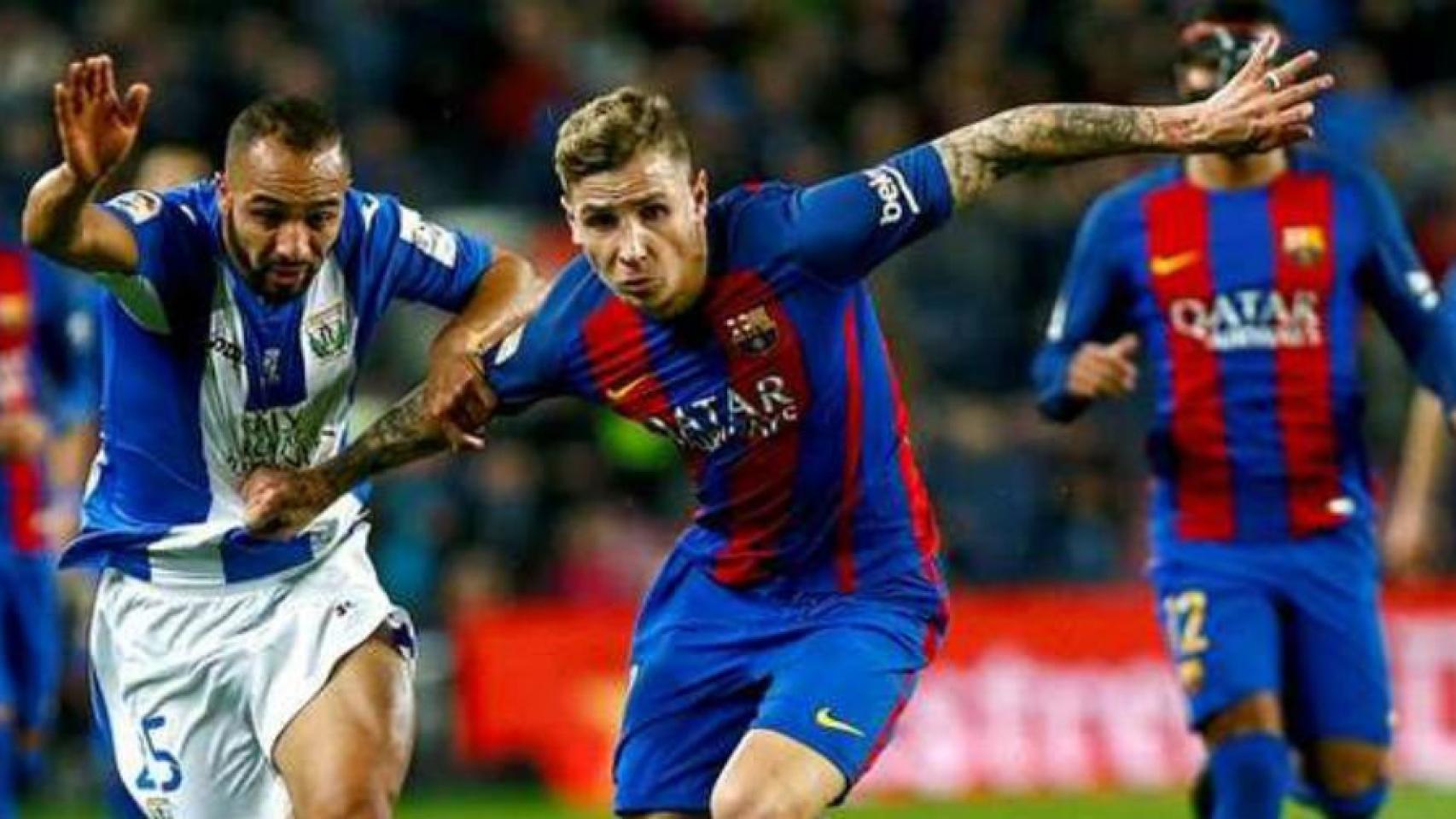 Lucas Digne, en un partido del Barça /EFE