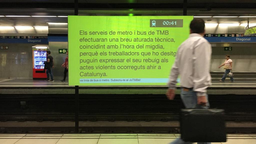 Parada técnica en el metro de Barcelona contra la actuación policial el 1-O / M.S.