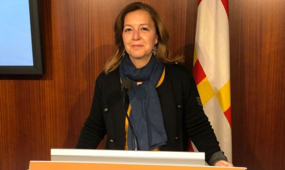 Carina Mejías, durante la rueda de prensa de presentación de las iniciativas de Cs para el pleno municipal,