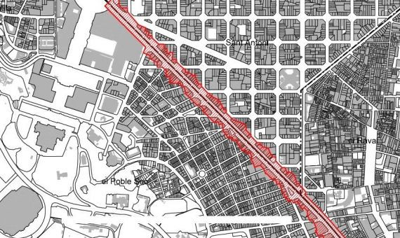 Ámbito de suspensión de nuevas licencias en la avenida del Paral.lel / AJUNTAMENT DE BARCELONA