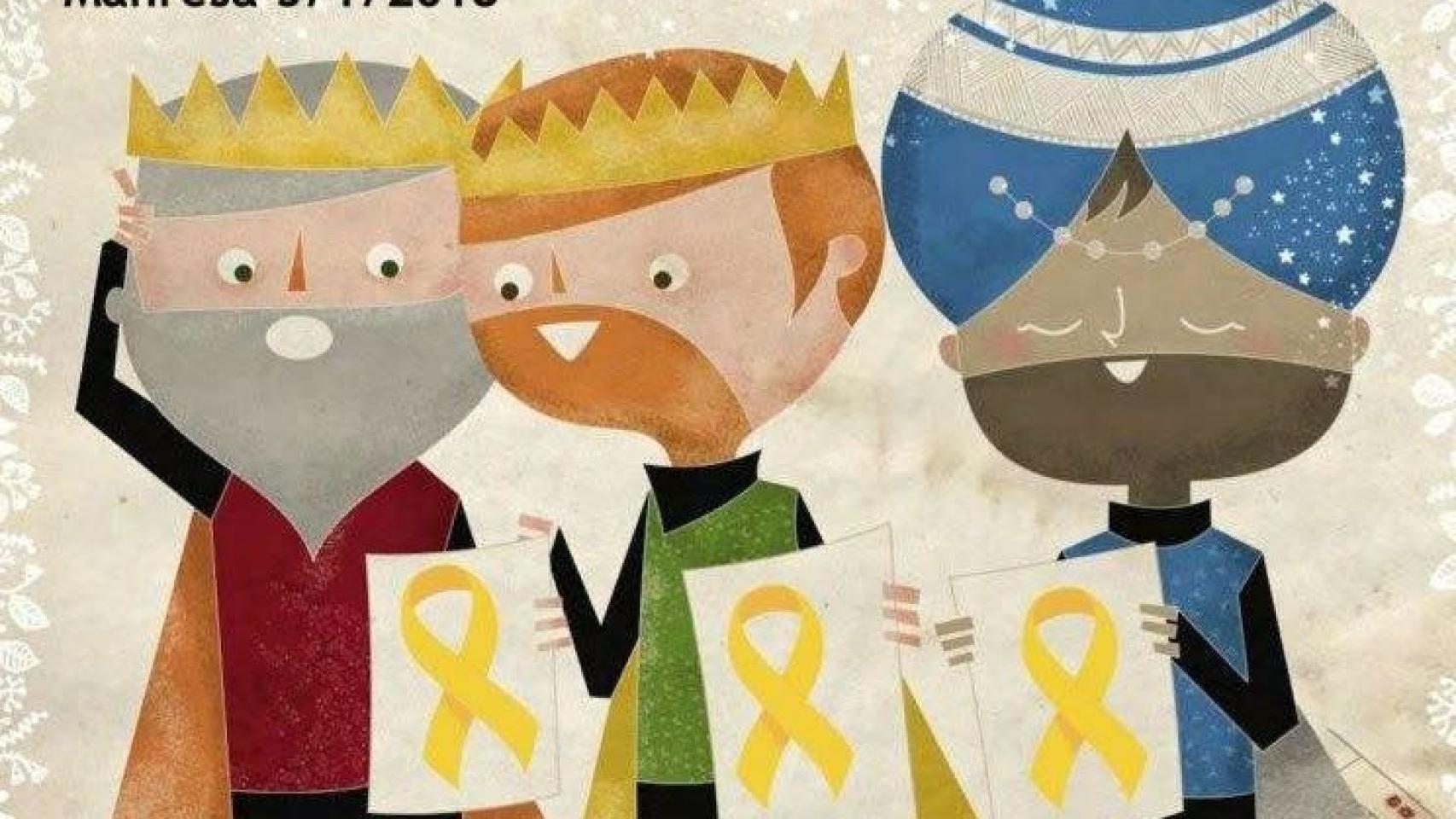 Cartel de la ANC y Òmnium para la cabalgata de Manresa, en la que se pide llevar lazos amarillos / AMC