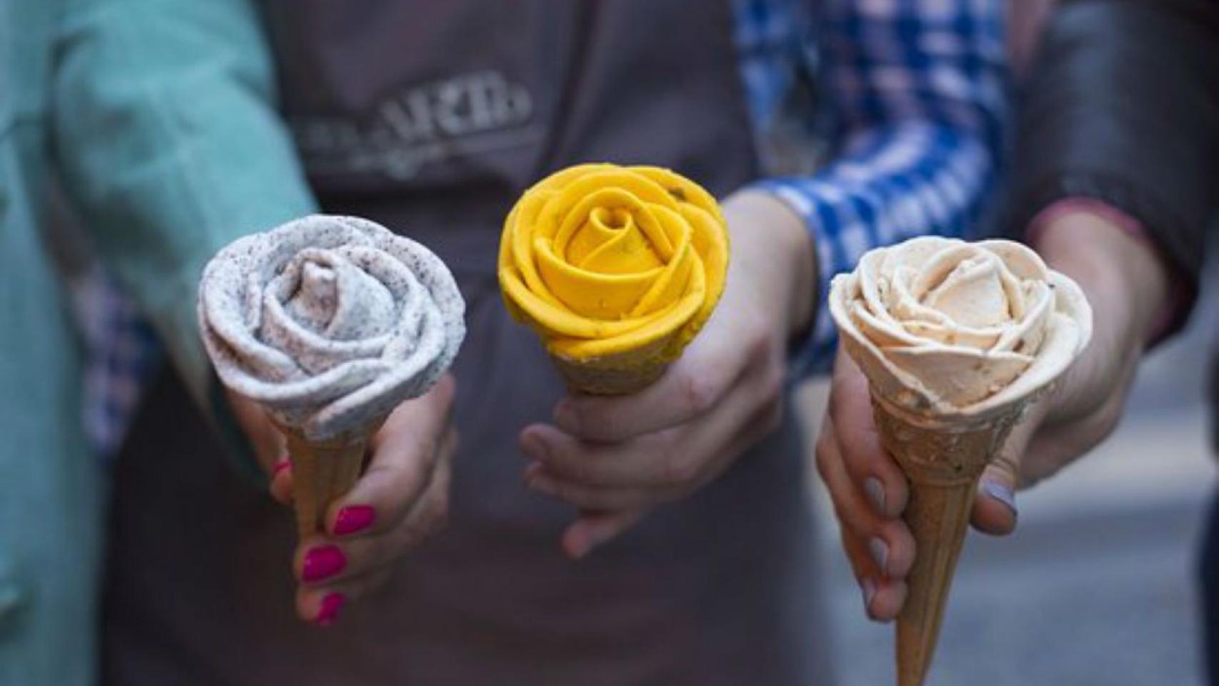 Los helados en forma de rosa de Gelarto