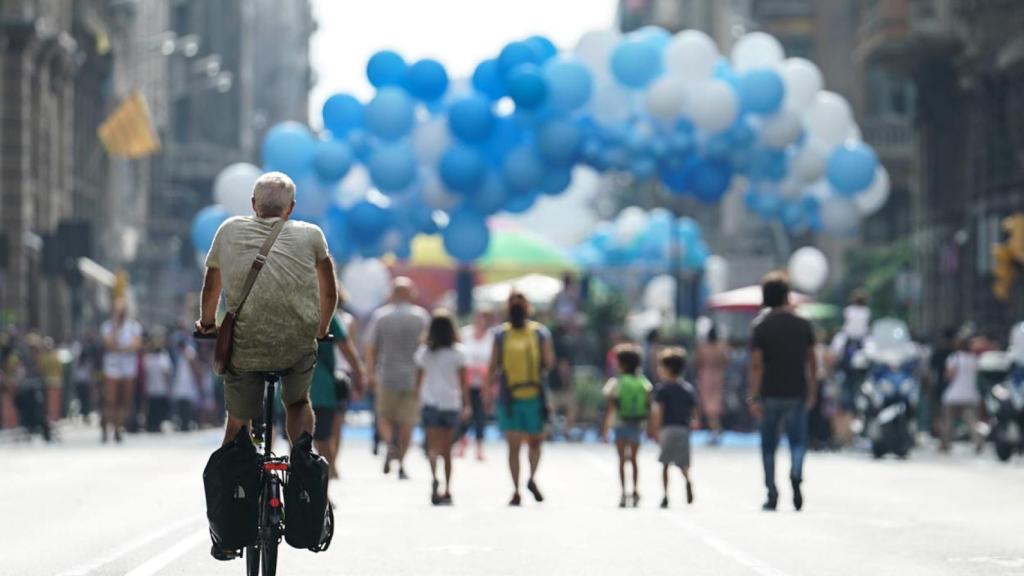 La Via Laietana, con un aspecto muy diferente del habitual