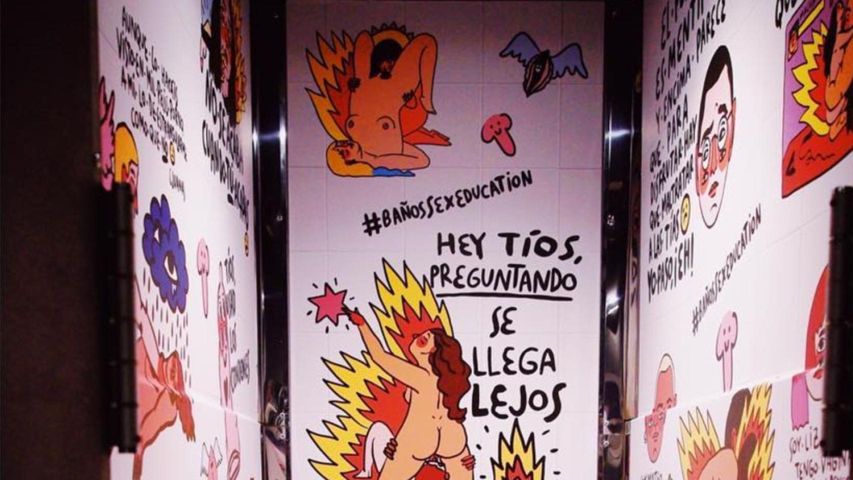 Ilustración de Ricardo Cavolo en un baño de la Sala Razzmatazz / RICARDO CAVOLO INSTAGRAM