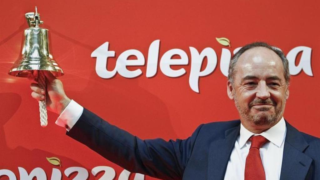 Pablo Juantegui, presidente de Telepizza,el día que la compañía se estrenó en la Bolsa de Madrid / EFE