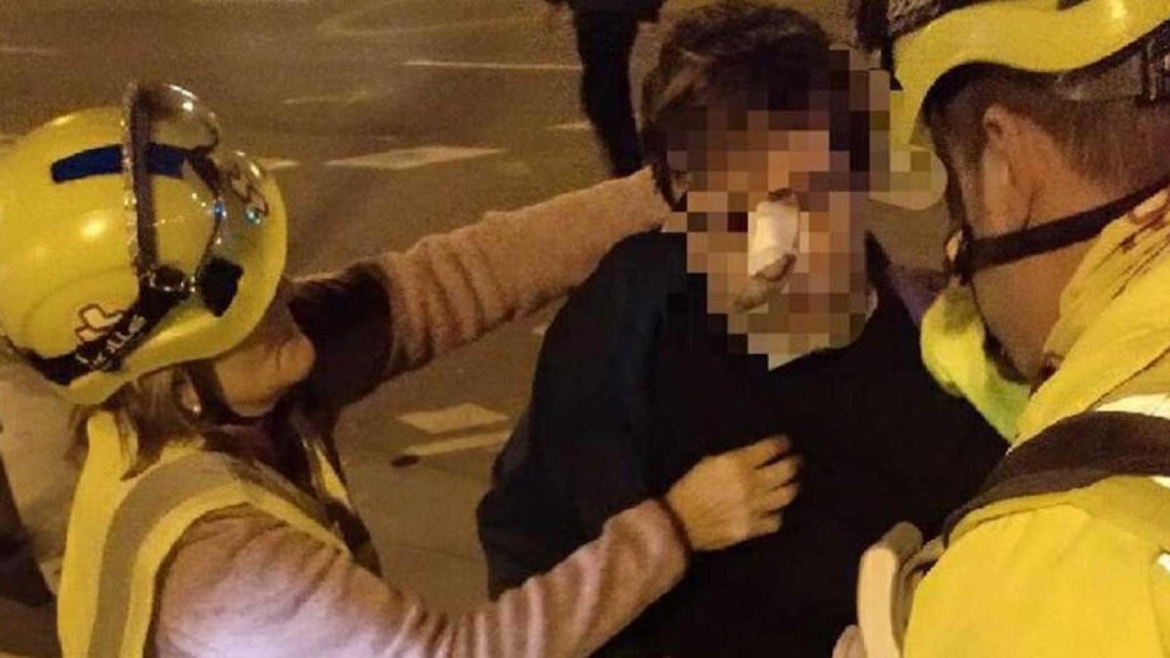 La persona herida, en la Meridiana, este martes / @CUPStap (TWITTER)