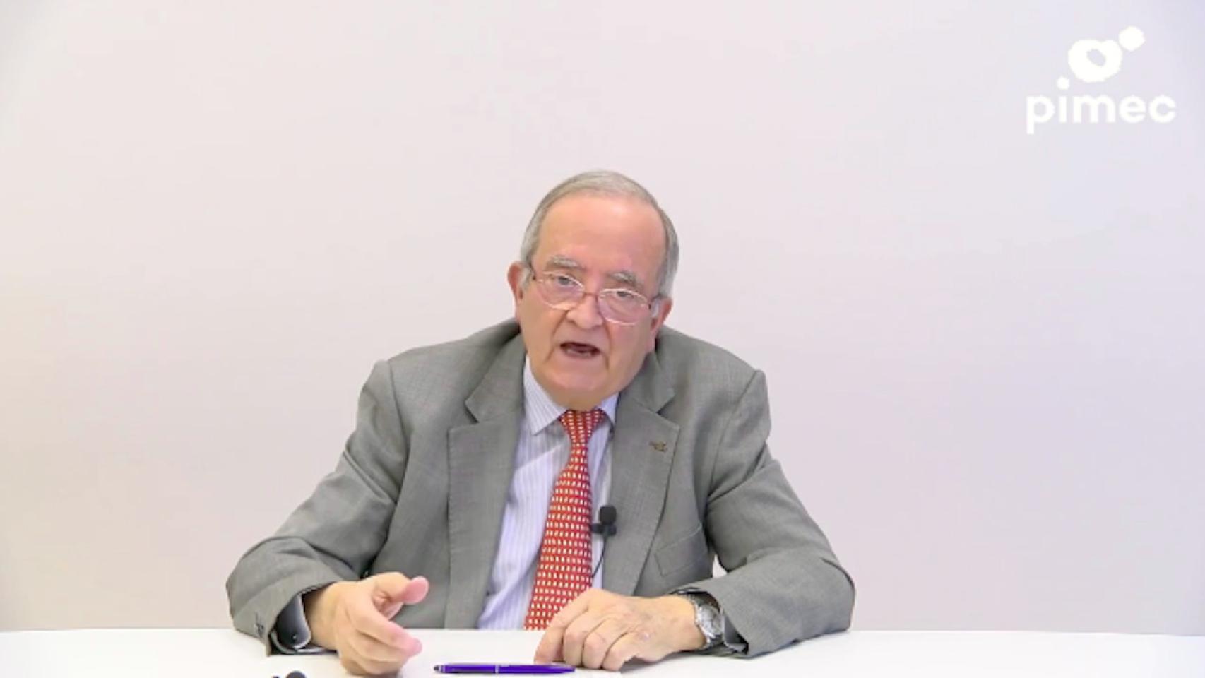 Imagen del presidente de Pimec, Josep Gonzàlez, este lunes en una rueda de prensa virtual / PIMEC