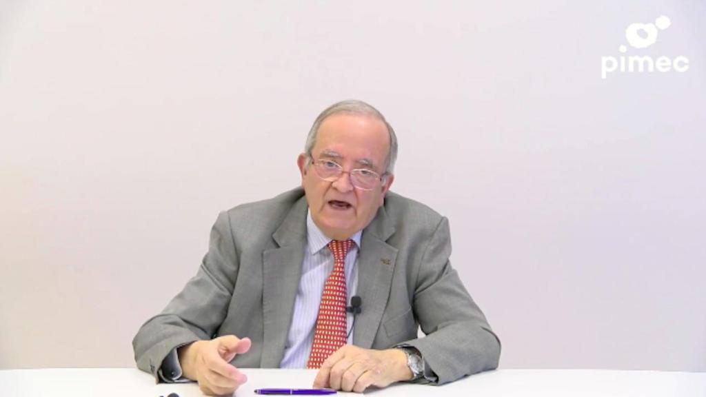 Imagen del presidente de Pimec, Josep Gonzàlez, este lunes en una rueda de prensa virtual / PIMEC