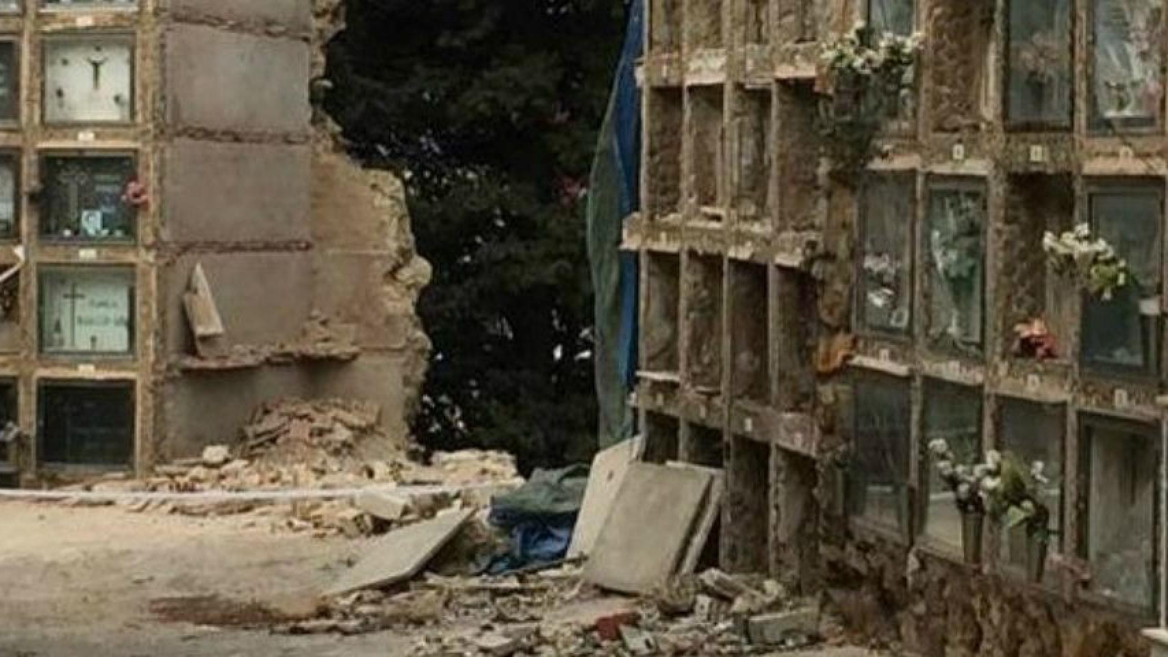 El cementerio de Montjuïc, tras el derrumbe de 2017