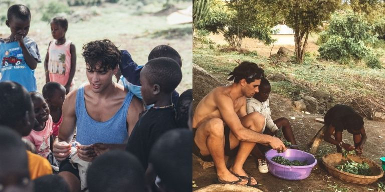 Daniel Illescas con los niños del orfanato de la Asociación Índigo / CEDIDAS